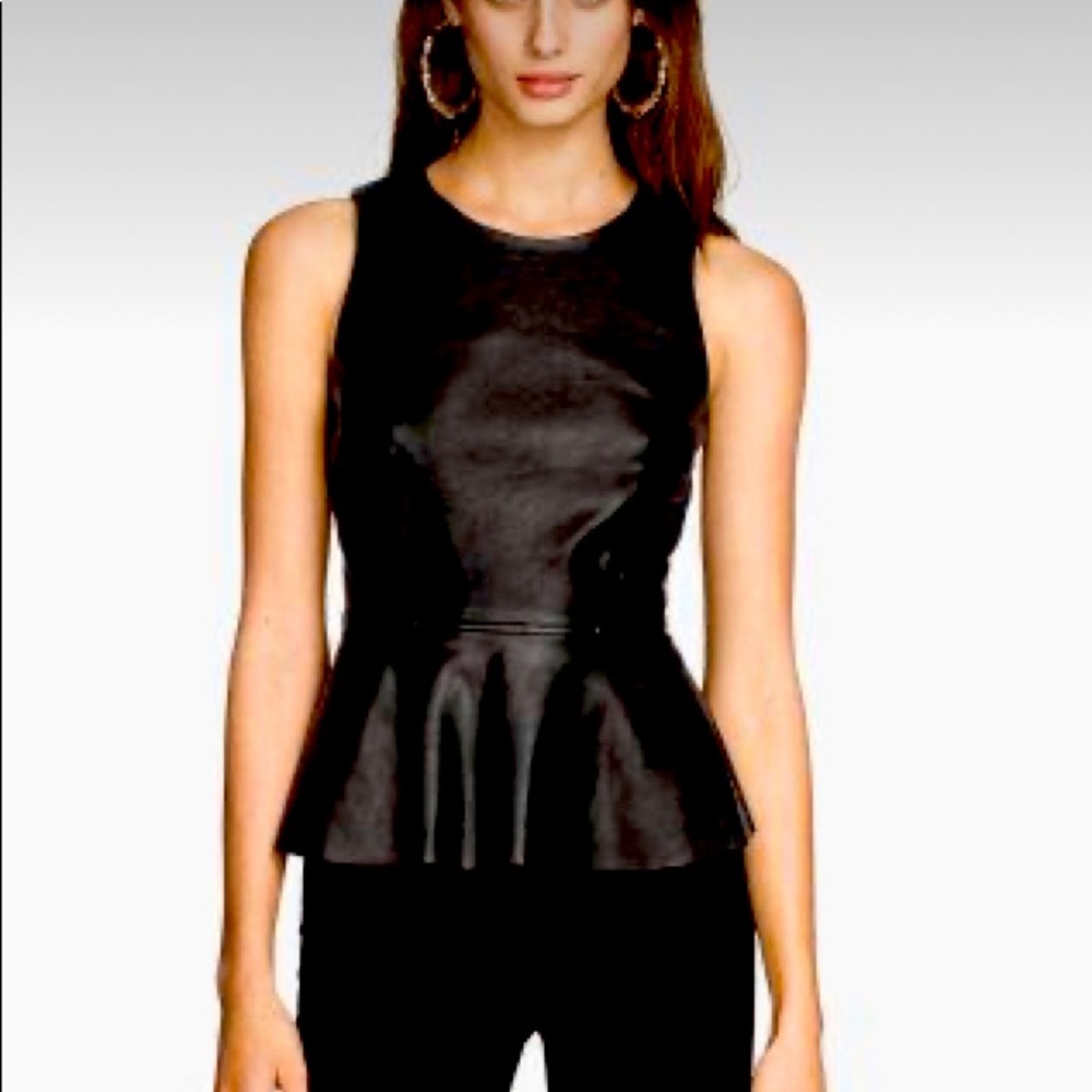 NWT Leather Peplum Top
